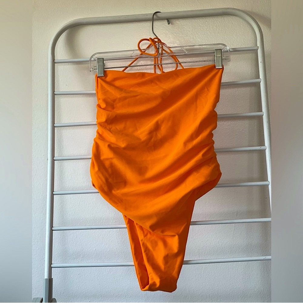Palma One Piece Strapless Swim Suit in Mandarino (Orange)